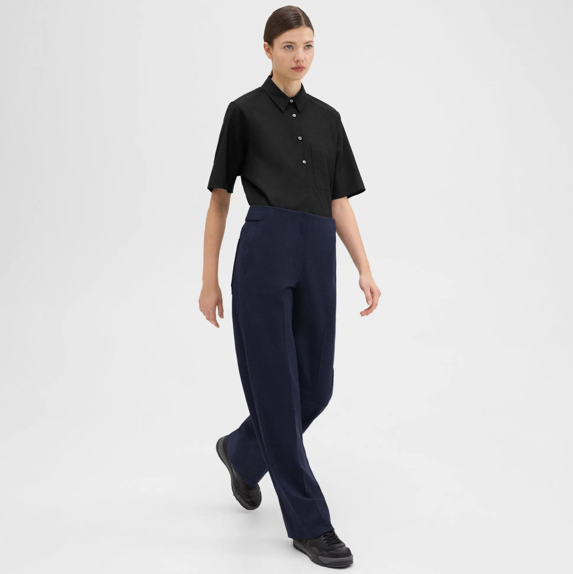 Theory Adjustable Wool Gabardine Pant-Women Suits|Pants
