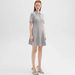 Theory Babydoll Polo Dress In Felted Wool-Cashmere-Women Dresses