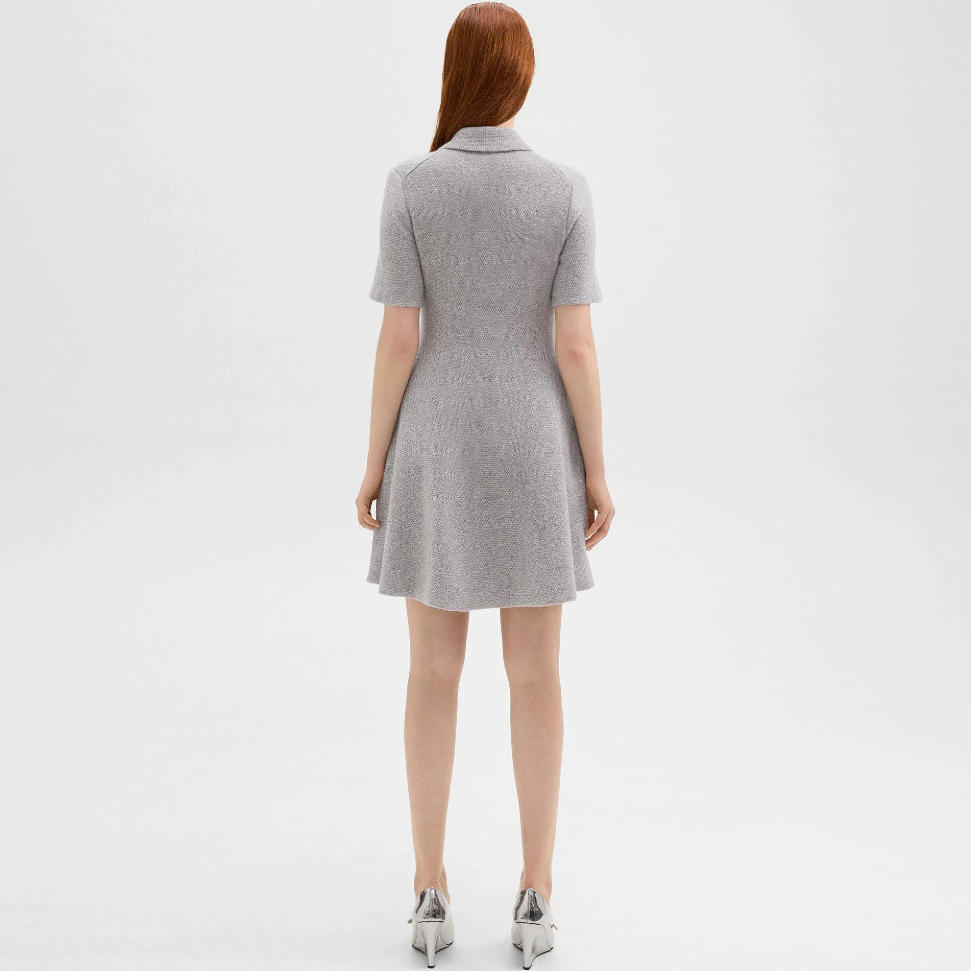 Theory Babydoll Polo Dress In Felted Wool-Cashmere-Women Dresses