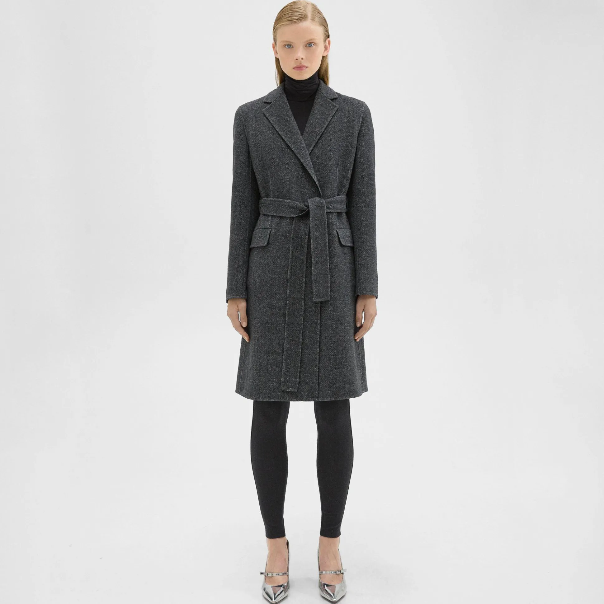 Theory Belted Coat In Double-Face Wool-Cashmere-Women Outerwear