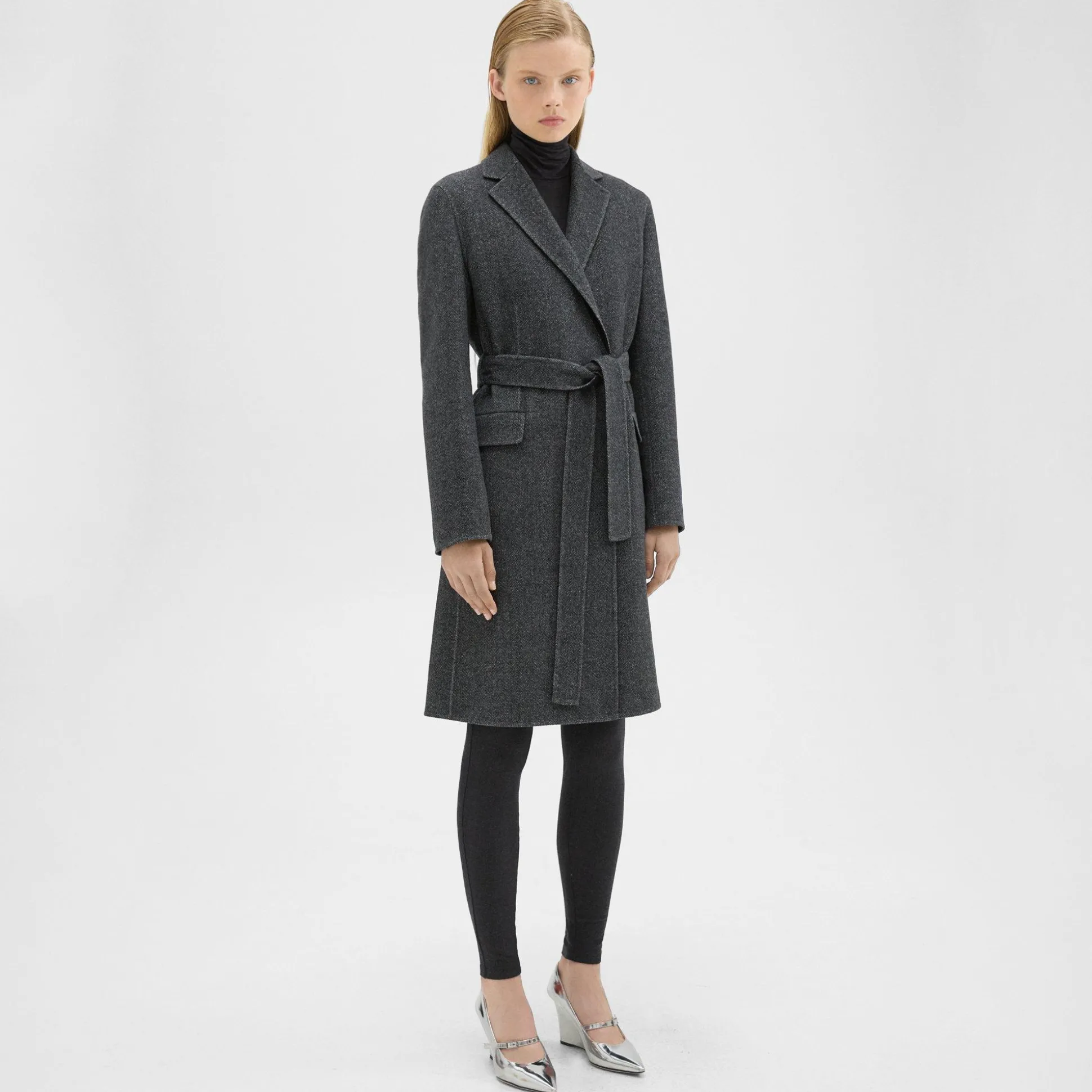 Theory Belted Coat In Double-Face Wool-Cashmere-Women Outerwear