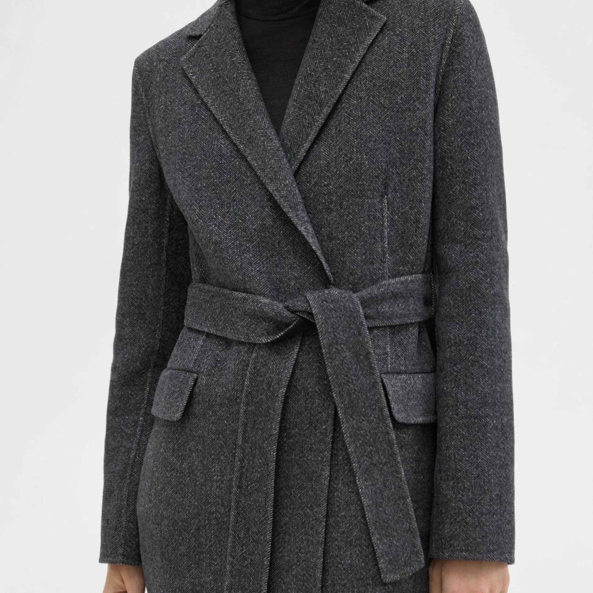 Theory Belted Coat In Double-Face Wool-Cashmere-Women Outerwear