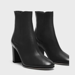 Theory Block Heel Chelsea Bootie In Leather-Women Shoes