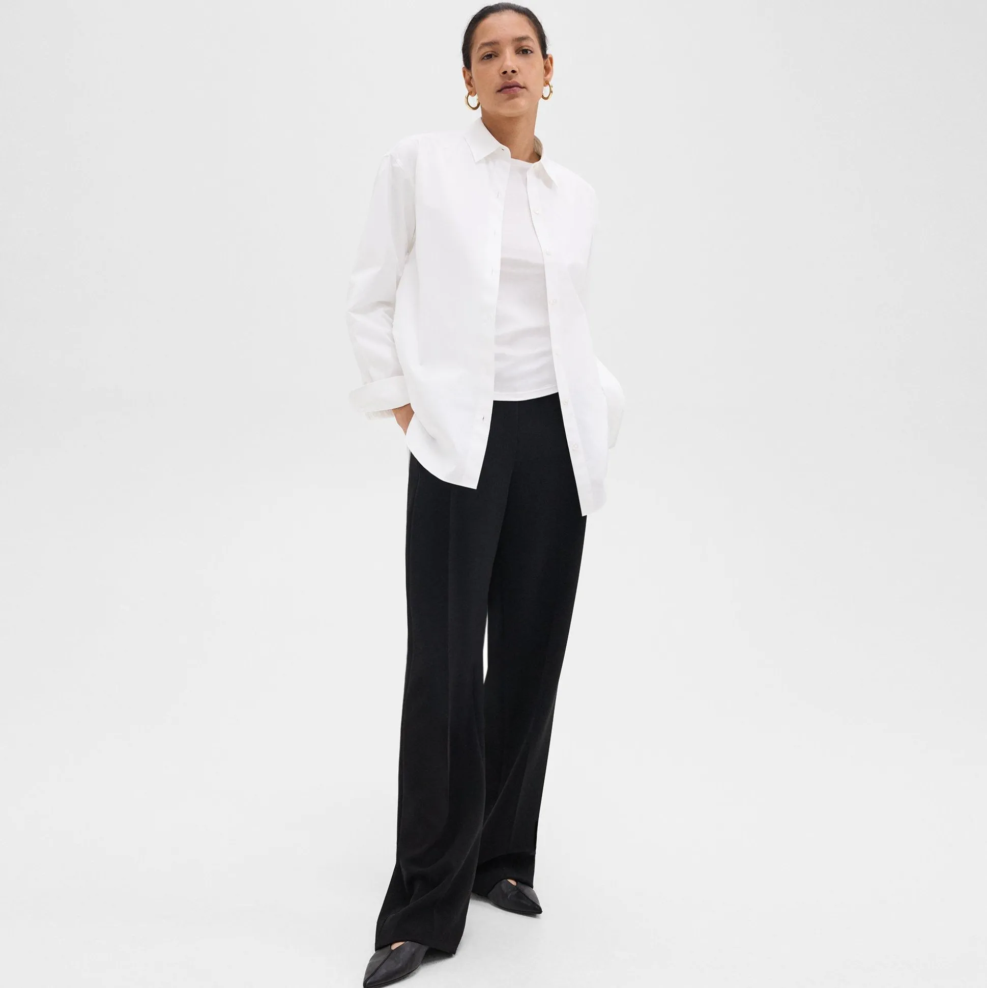 Theory Boyfriend Shirt In Good Cotton-Women Tops