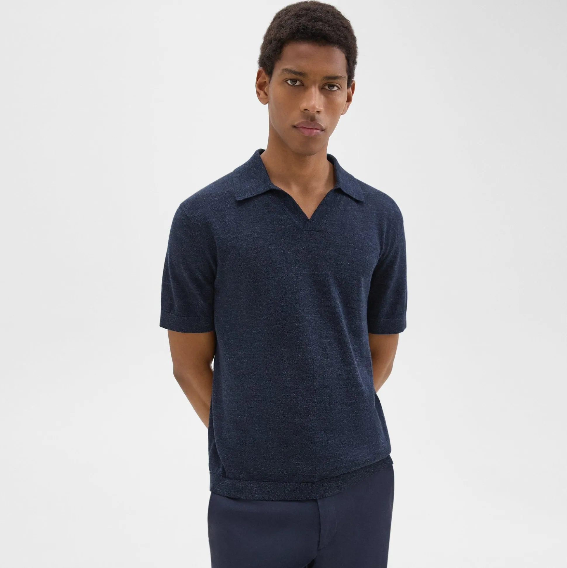 Theory Brenan Polo Shirt In Cotton-Linen-Men T-shirts + Polos|Sweaters + Cardigans