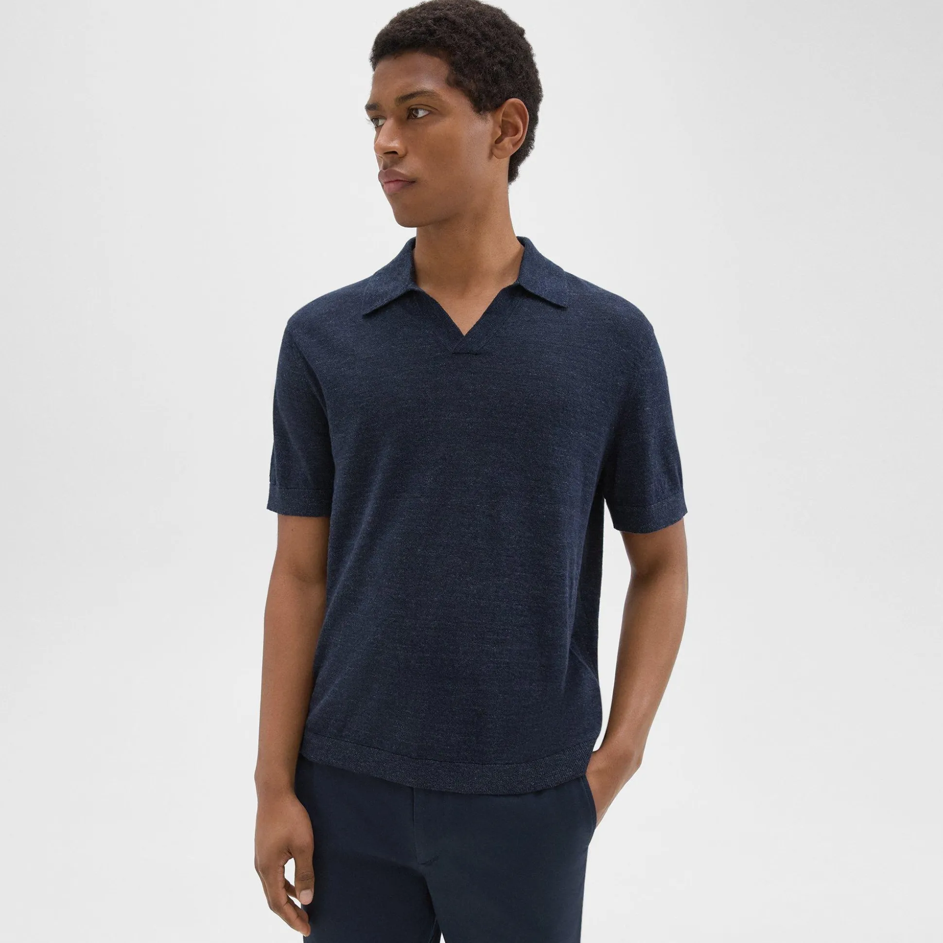 Theory Brenan Polo Shirt In Cotton-Linen-Men T-shirts + Polos|Sweaters + Cardigans