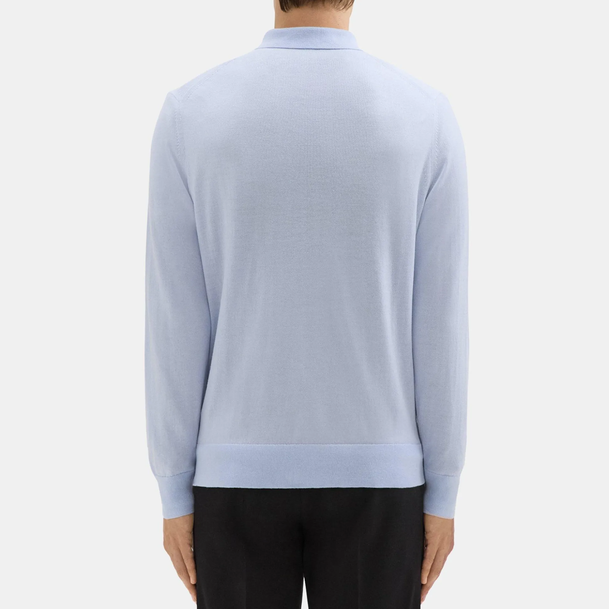 Theory Briody Long-Sleeve Polo In Merino Wool-Men Sweaters + Cardigans