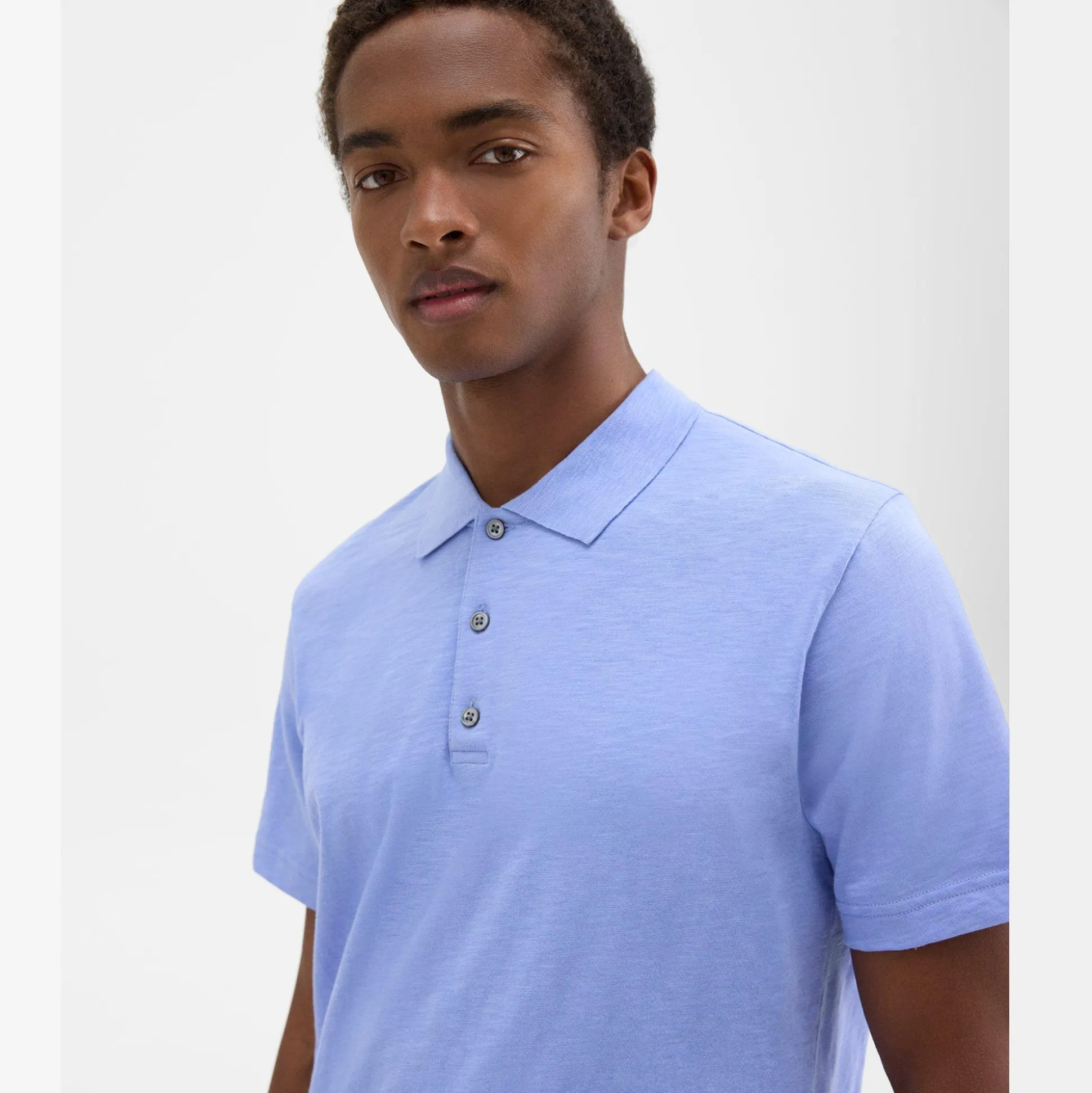 Theory Bron Polo Shirt In Cosmos Slub Cotton-Men T-shirts + Polos
