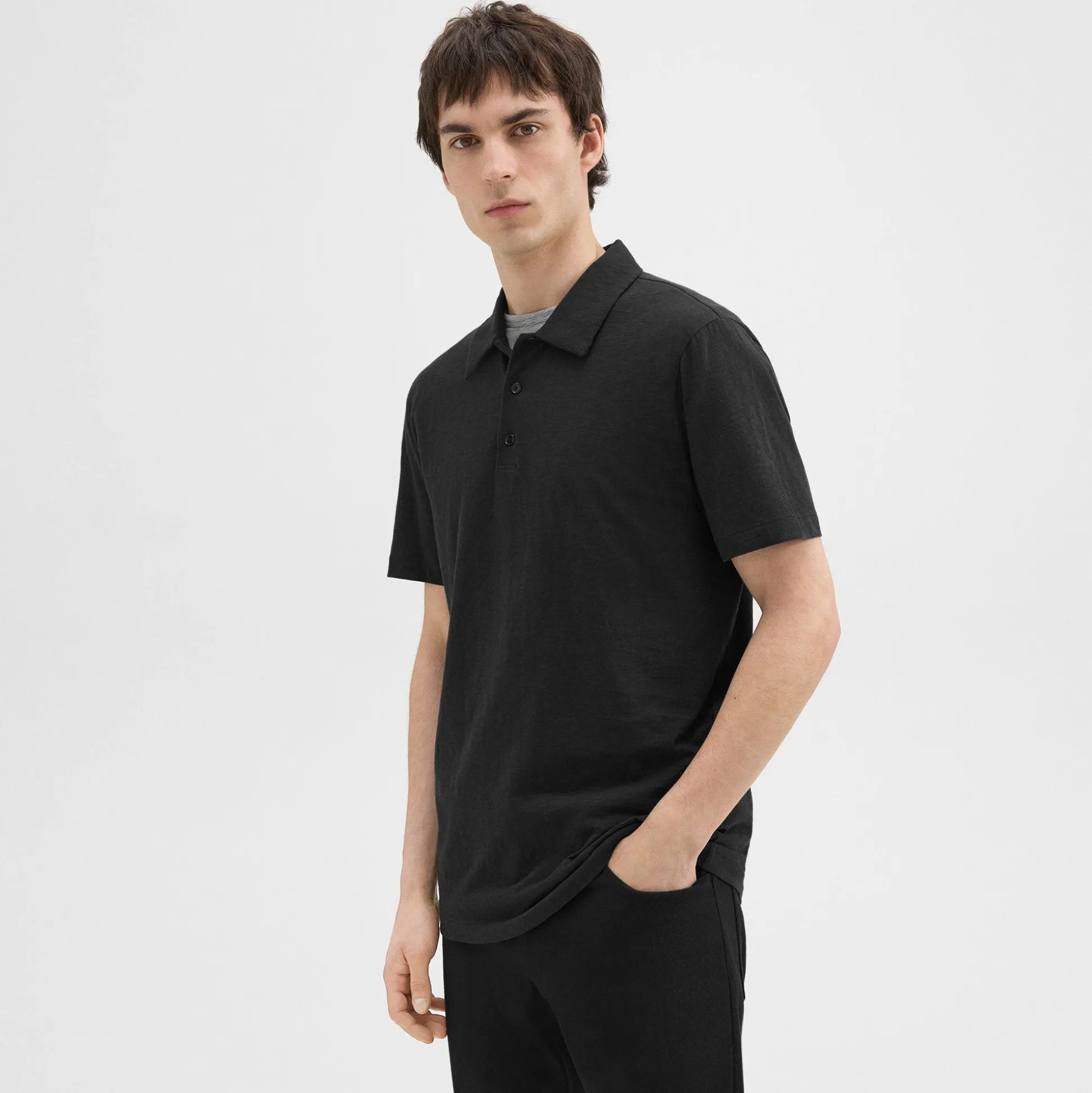 Theory Bron Polo Shirt In Cosmos Slub Cotton-Men T-shirts + Polos