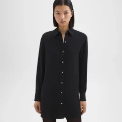 Theory Button-Up Tunic In Crepe-Women Dresses