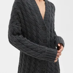 Theory Cable Knit Cardigan In Felted Wool-Cashmere-Women Sweaters + Cardigans