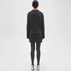 Theory Cable Knit Mini Skirt In Felted Wool-Cashmere-Women Skirts