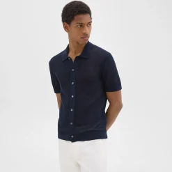 Theory Cairn Short-Sleeve Shirt In Cotton-Men Sweaters + Cardigans|Shirts
