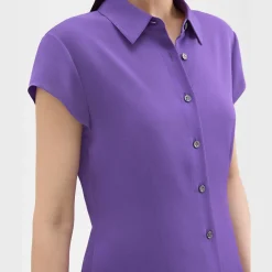 Theory Cap Sleeve Shirt In Silk Georgette-Women Tops