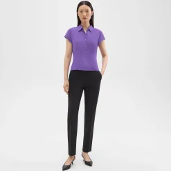 Theory Cap Sleeve Shirt In Silk Georgette-Women Tops