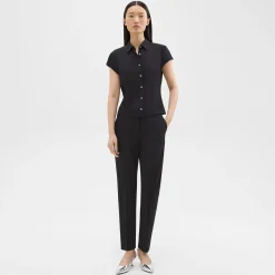Theory Cap Sleeve Shirt In Silk Georgette-Women Tops