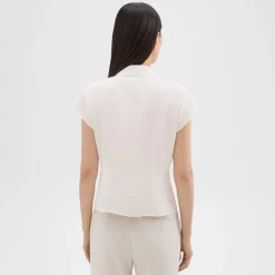 Theory Cap Sleeve Shirt In Silk Georgette-Women Tops