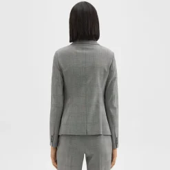 Theory Carissa Blazer In Plaid Stretch Wool-Women Suits|Blazers + Jackets