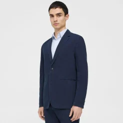Theory Clinton Blazer In Indigo-Dyed Cotton-Linen-Men Suits|Blazers + Jackets