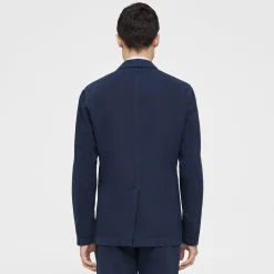 Theory Clinton Blazer In Indigo-Dyed Cotton-Linen-Men Suits|Blazers + Jackets