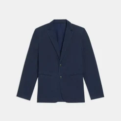 Theory Clinton Blazer In Indigo-Dyed Cotton-Linen-Men Suits|Blazers + Jackets