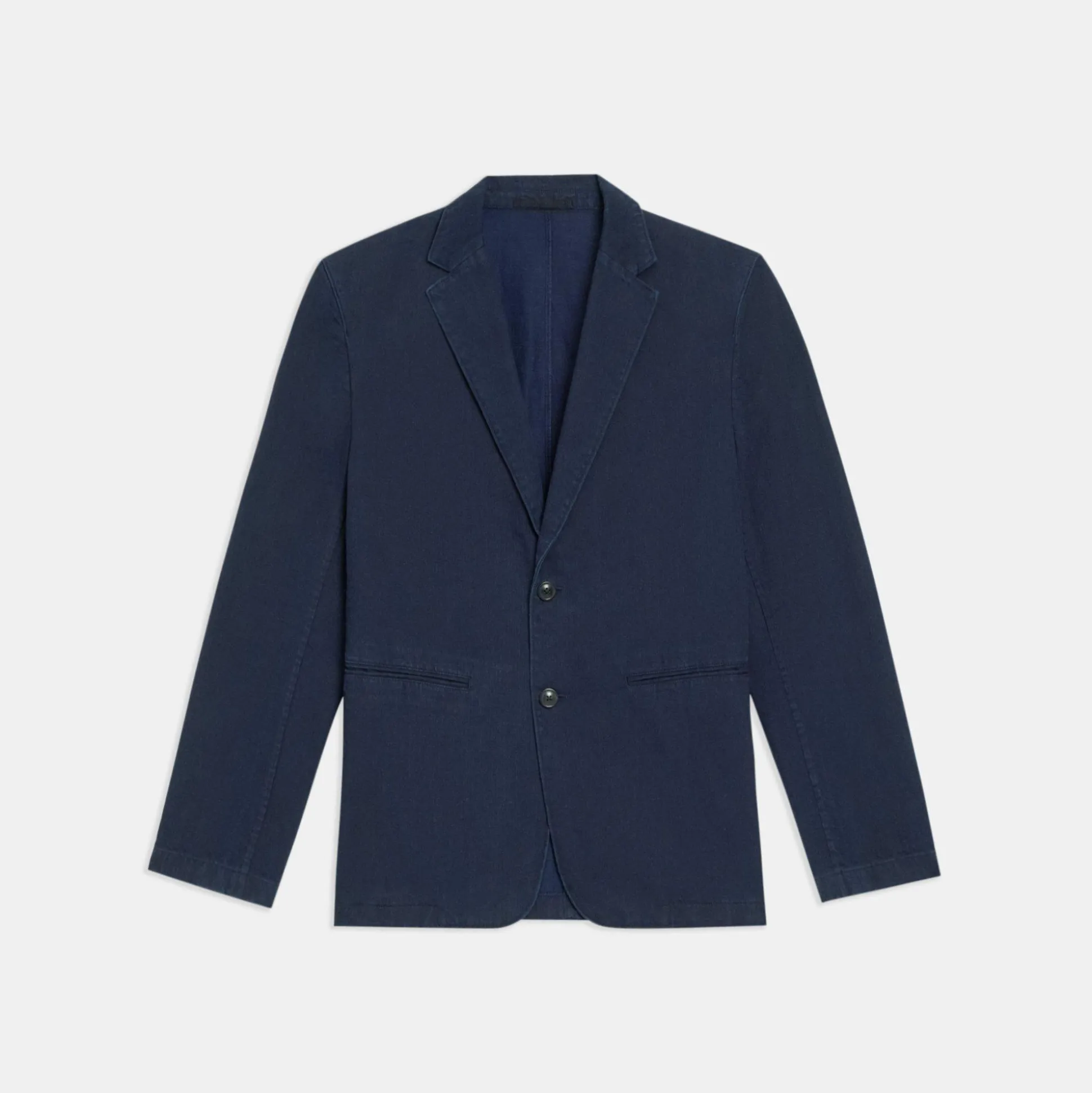 Theory Clinton Blazer In Indigo-Dyed Cotton-Linen-Men Suits|Blazers + Jackets