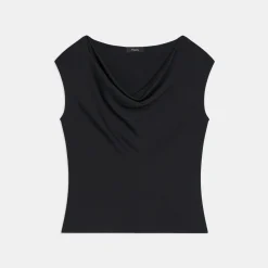 Theory Cowl Neck Top In Silk Georgette-Women Tops