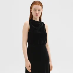 Theory Cowl Neck Top In Stretch Velvet-Women Tops