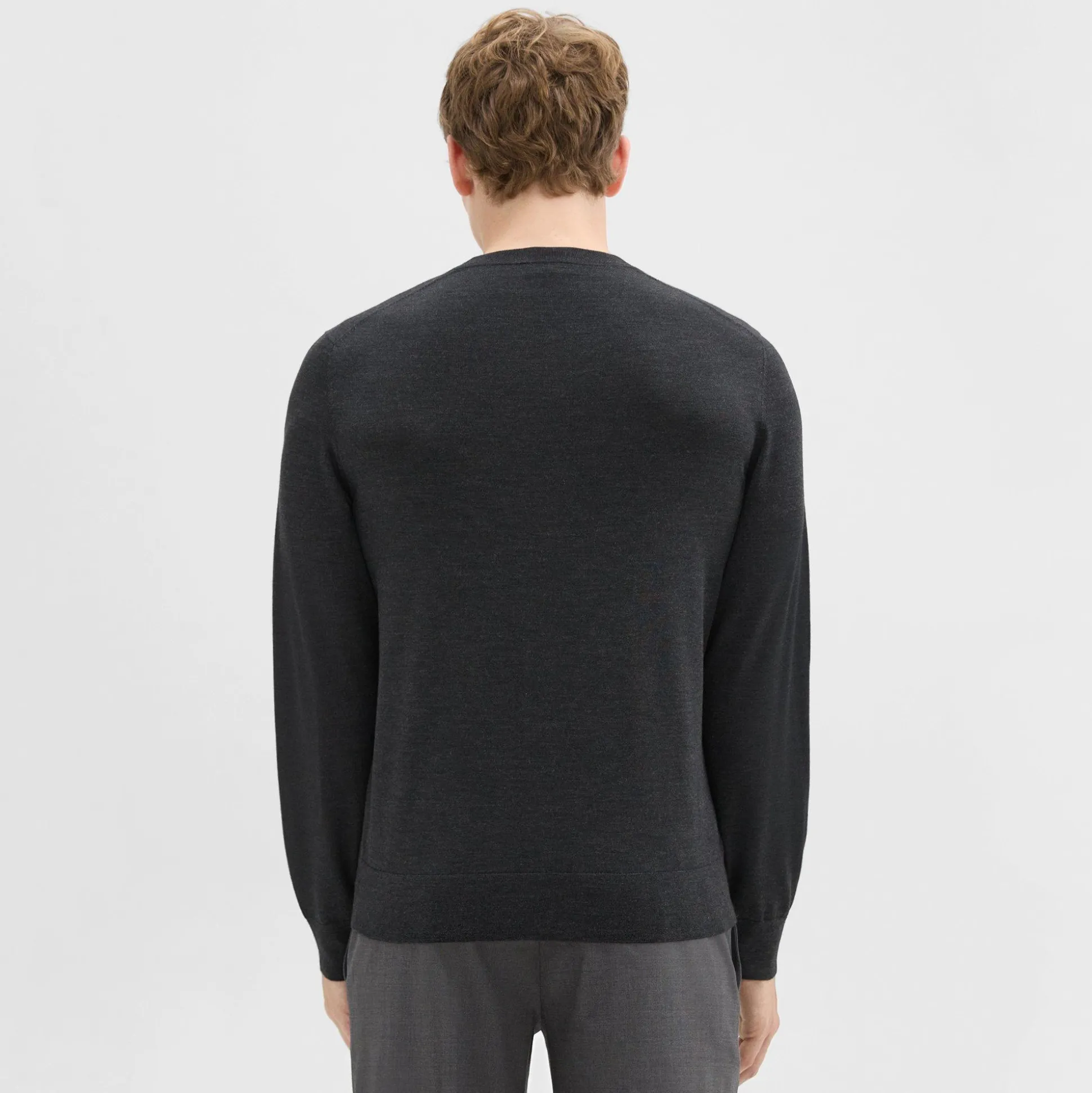 Theory Crewneck Sweater In Regal Wool-Men Sweaters + Cardigans