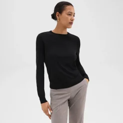 Theory Crewneck Sweater In Regal Wool-Women Sweaters + Cardigans