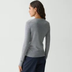 Theory Crewneck Sweater In Regal Wool-Women Sweaters + Cardigans