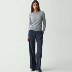 Theory Crewneck Sweater In Regal Wool-Women Sweaters + Cardigans