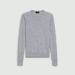 Theory Crewneck Sweater In Regal Wool-Women Sweaters + Cardigans
