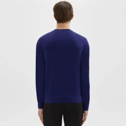 Theory Crewneck Sweater In Regal Wool-Men Sweaters + Cardigans