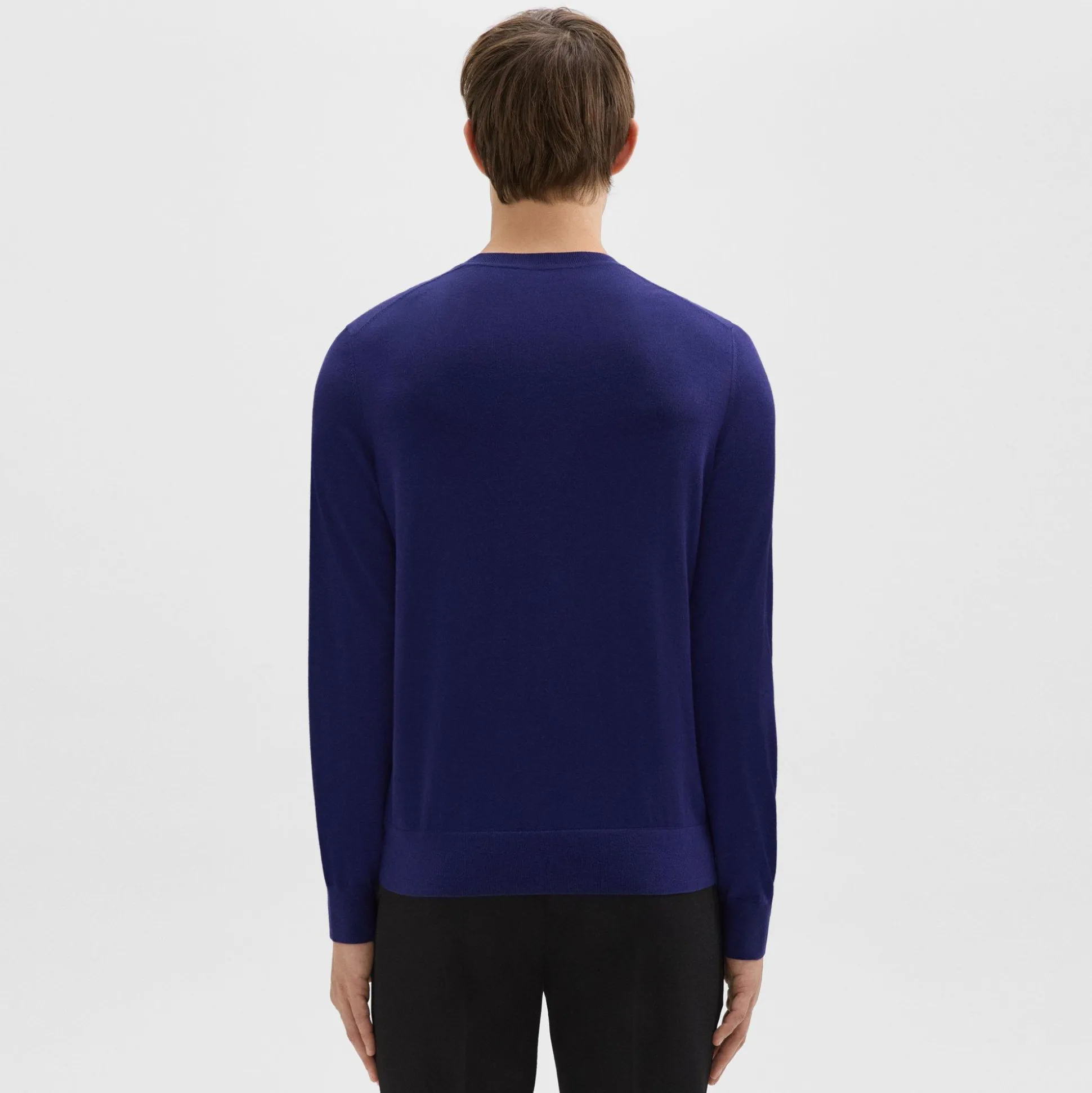 Theory Crewneck Sweater In Regal Wool-Men Sweaters + Cardigans
