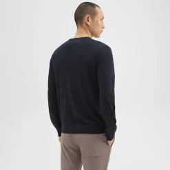 Theory Crewneck Sweater In Regal Wool-Men Sweaters + Cardigans