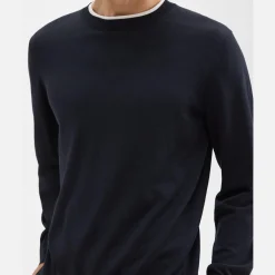Theory Crewneck Sweater In Regal Wool-Men Sweaters + Cardigans