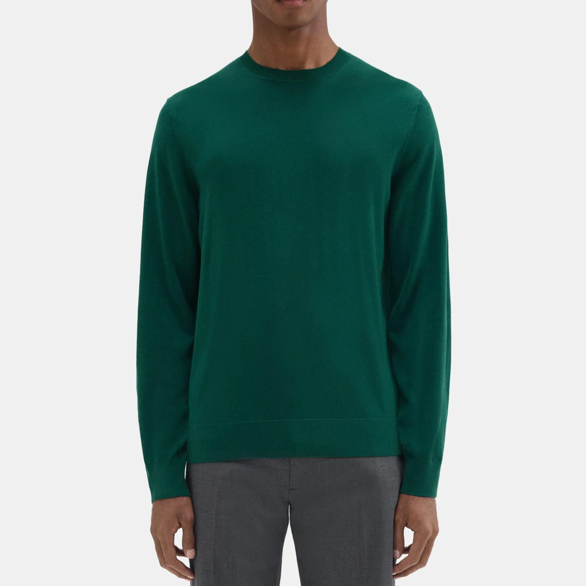 Theory Crewneck Sweater In Regal Wool-Men Sweaters + Cardigans