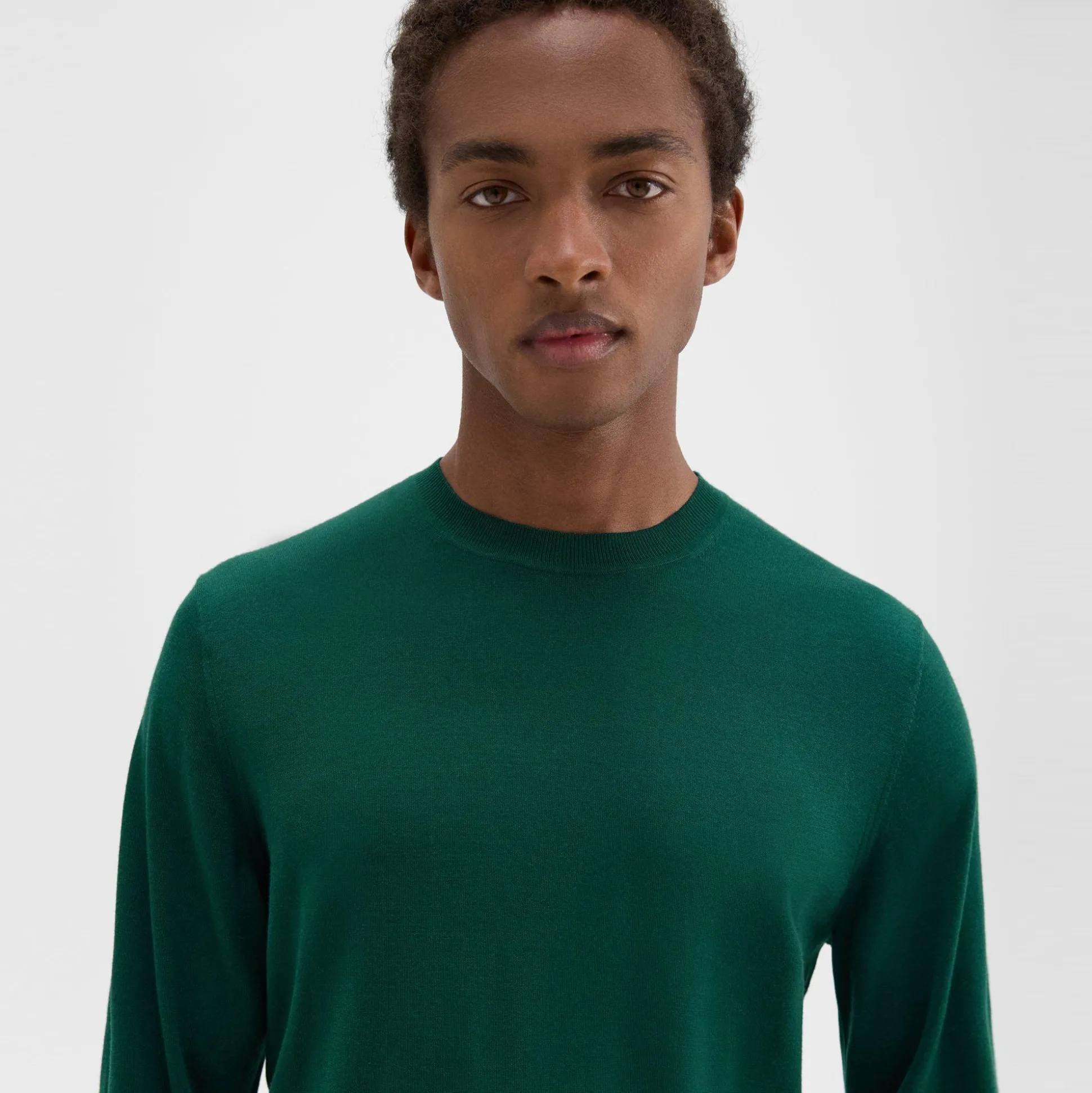 Theory Crewneck Sweater In Regal Wool-Men Sweaters + Cardigans