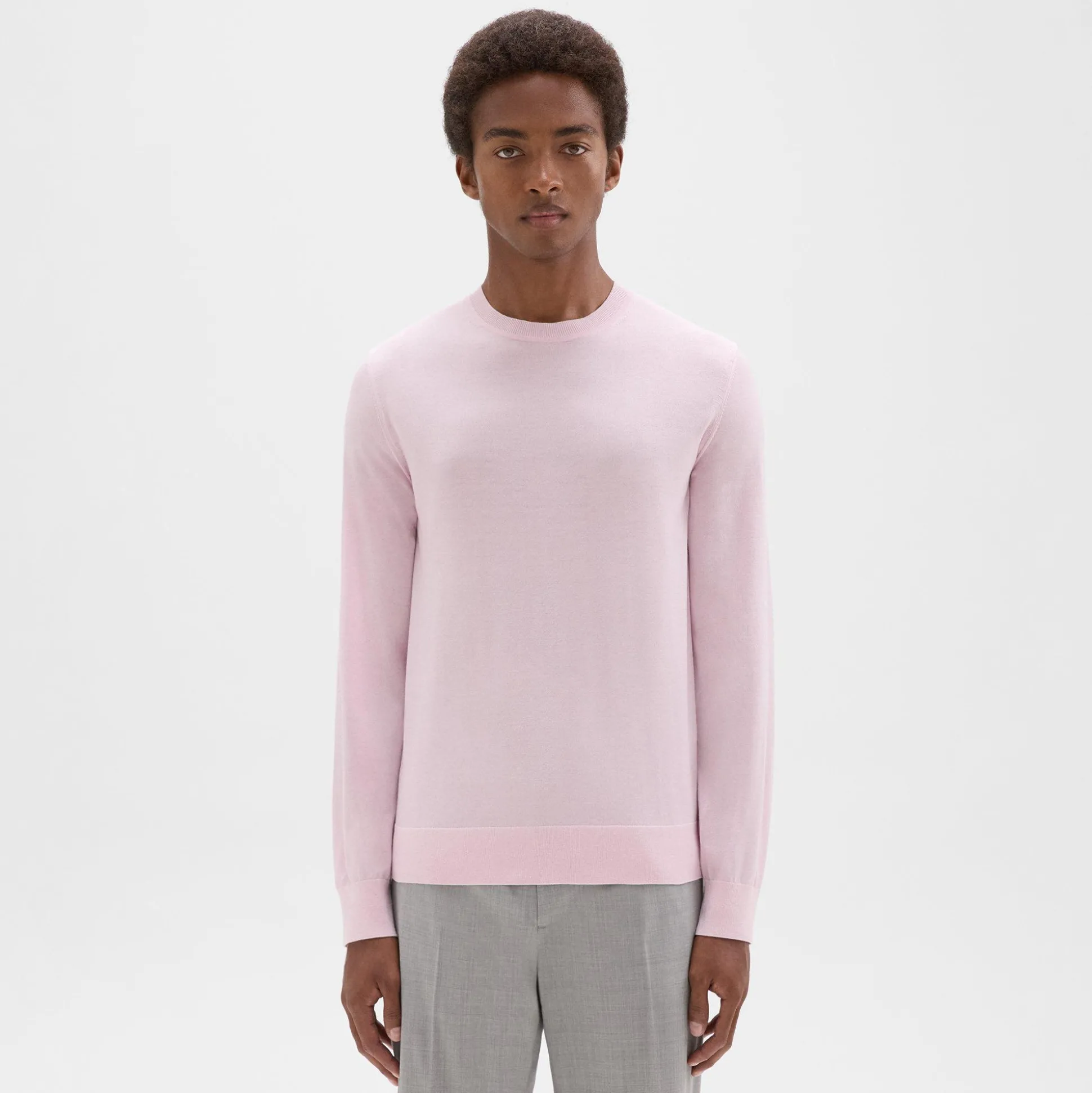 Theory Crewneck Sweater In Regal Wool-Men Sweaters + Cardigans
