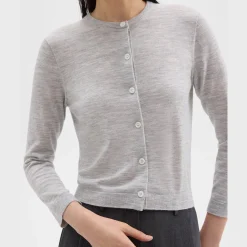 Theory Cropped Cardigan In Regal Wool-Women Sweaters + Cardigans