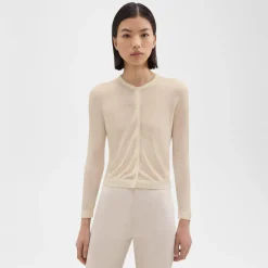 Theory Cropped Cardigan In Regal Wool-Women Sweaters + Cardigans