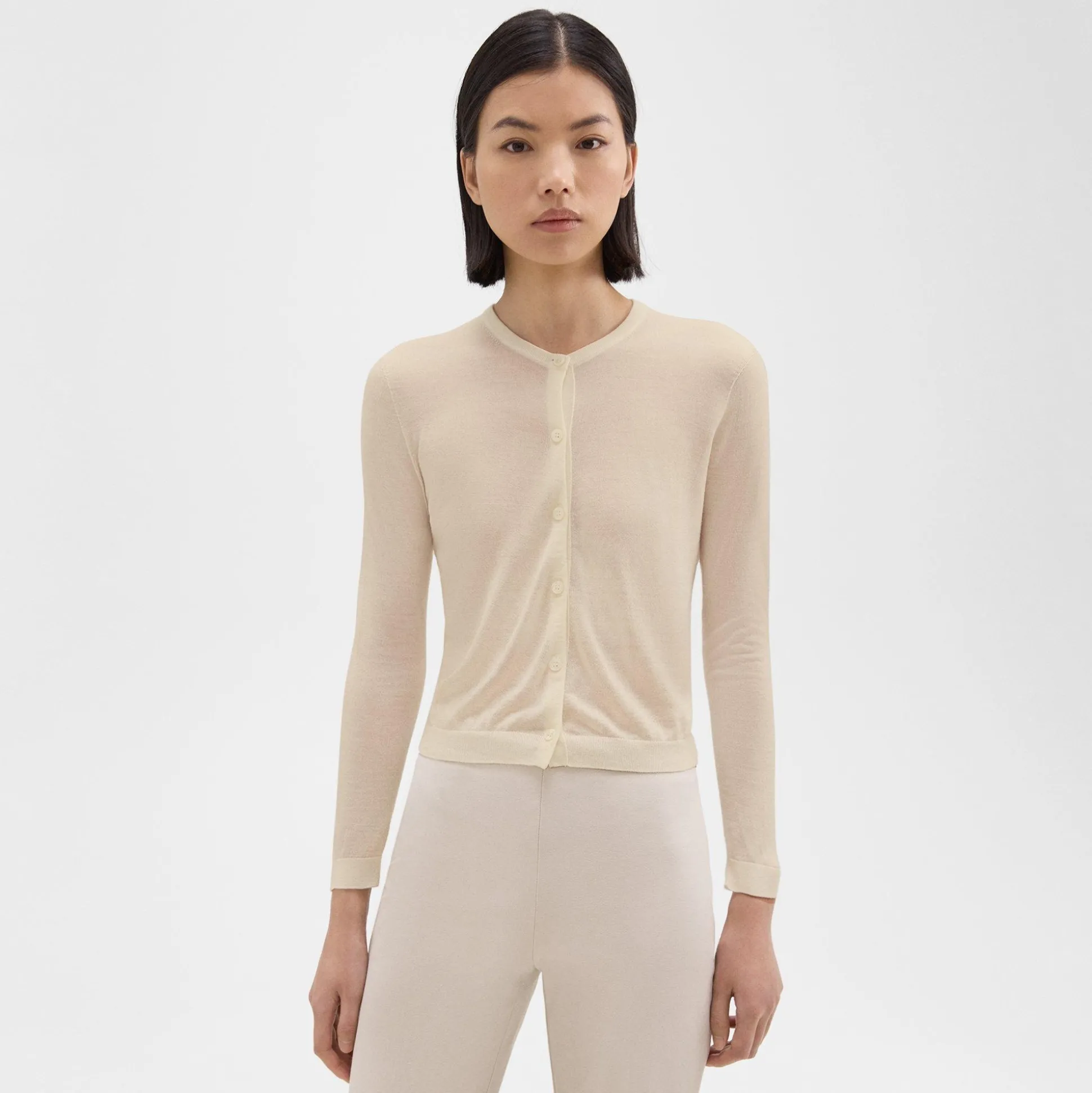 Theory Cropped Cardigan In Regal Wool-Women Sweaters + Cardigans