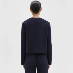 Theory Cropped Jacket In Double-Face Wool-Cashmere-Women Outerwear|Blazers + Jackets