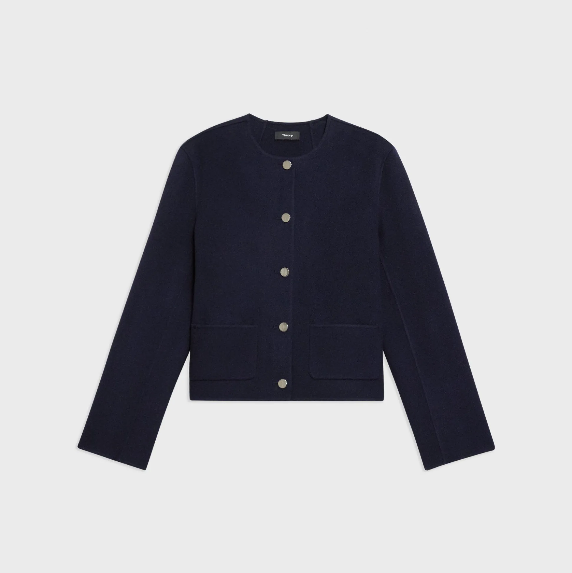 Theory Cropped Jacket In Double-Face Wool-Cashmere-Women Outerwear|Blazers + Jackets