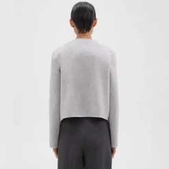 Theory Cropped Jacket In Double-Face Wool-Cashmere-Women Outerwear|Blazers + Jackets