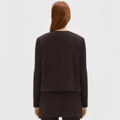 Theory Cropped Jacket In Suede-Women Blazers + Jackets