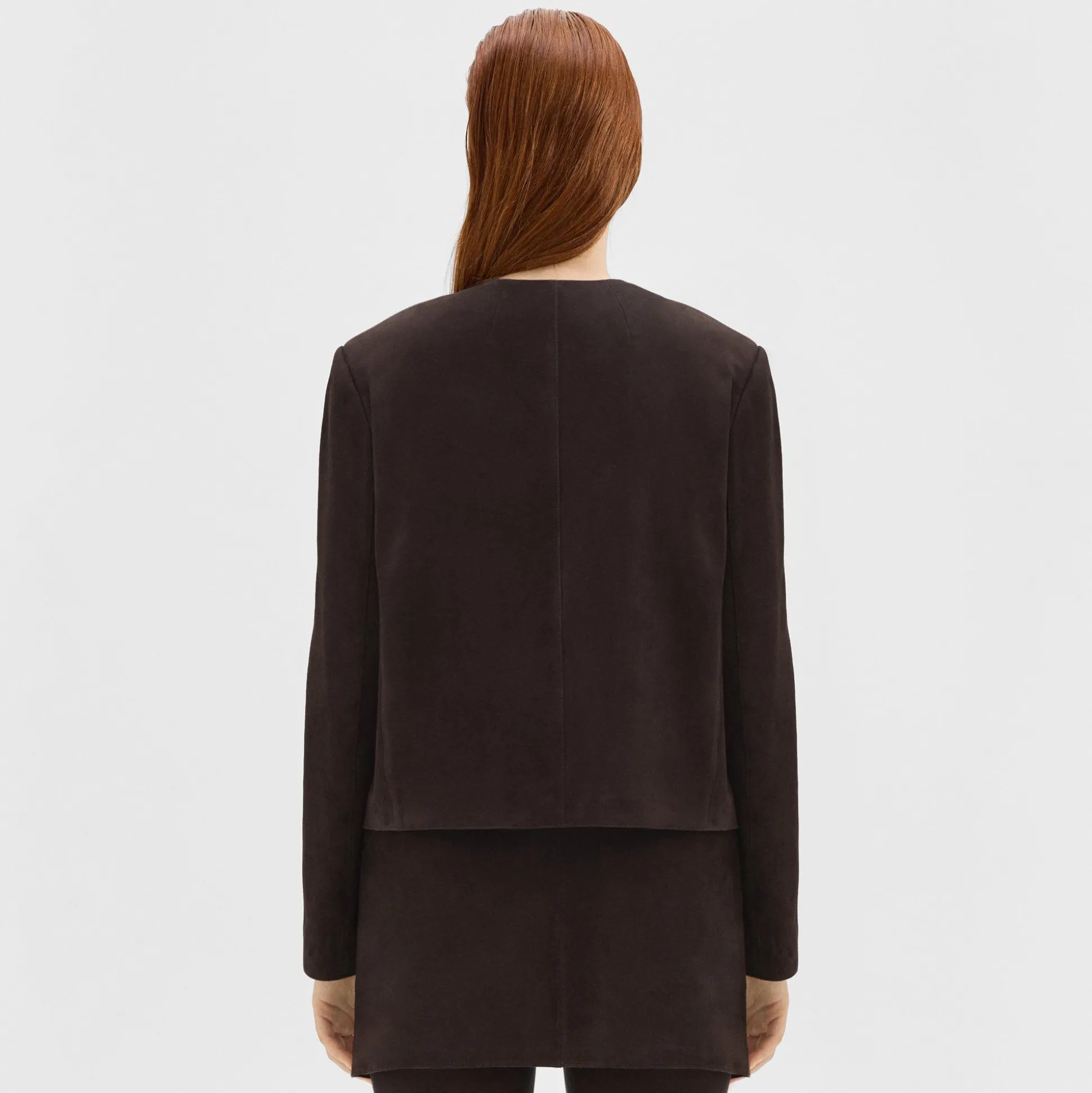 Theory Cropped Jacket In Suede-Women Blazers + Jackets