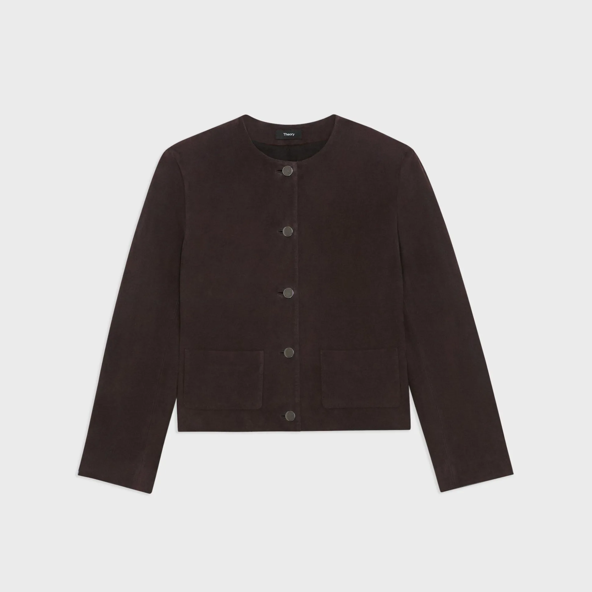 Theory Cropped Jacket In Suede-Women Blazers + Jackets