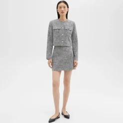 Theory Cropped Military Jacket In Cotton Tweed-Women Blazers + Jackets